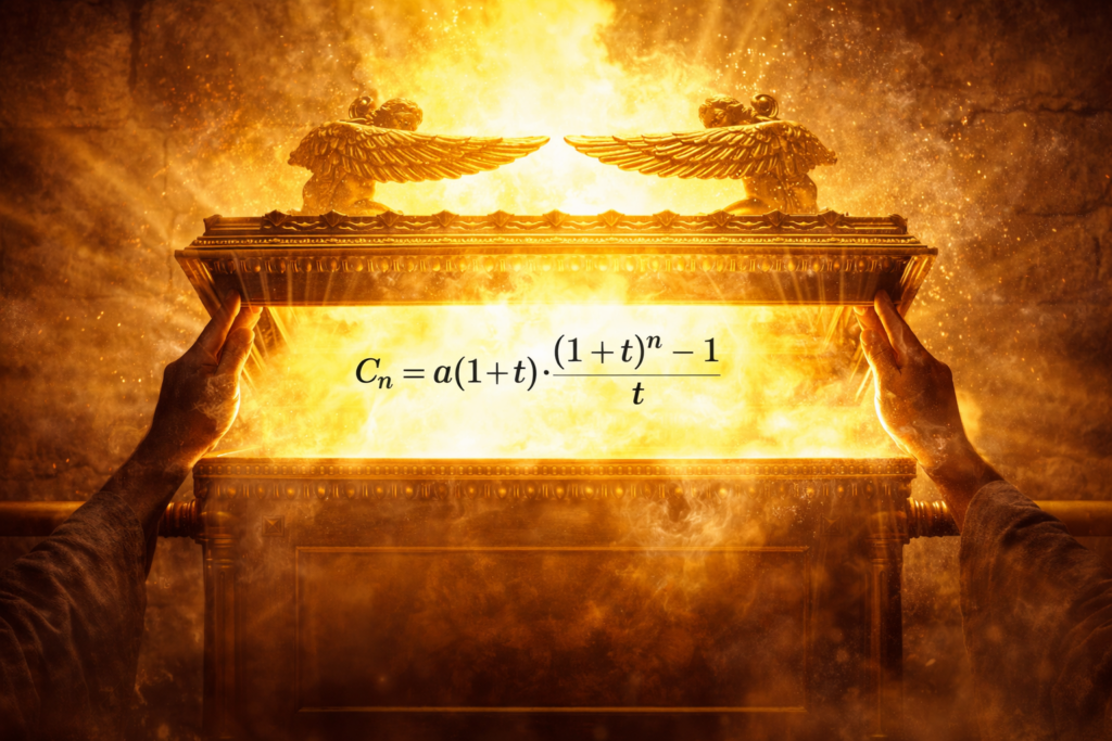 Arche d'alliance révélant la formule des intérêts composés.